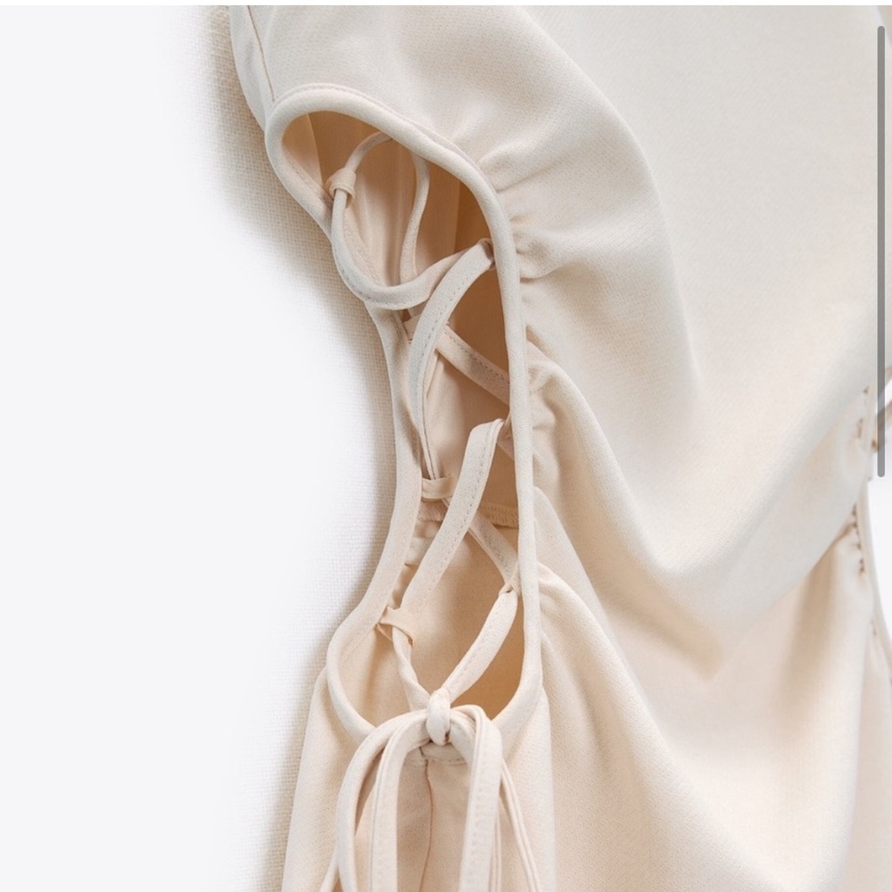 NWT Zara Cut Out Dress | XS Oatmeal Color - Picture 2 of 10